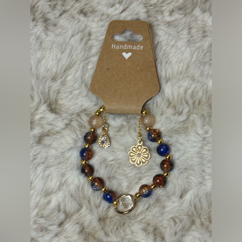 Glass Bead Bracelet with Charms